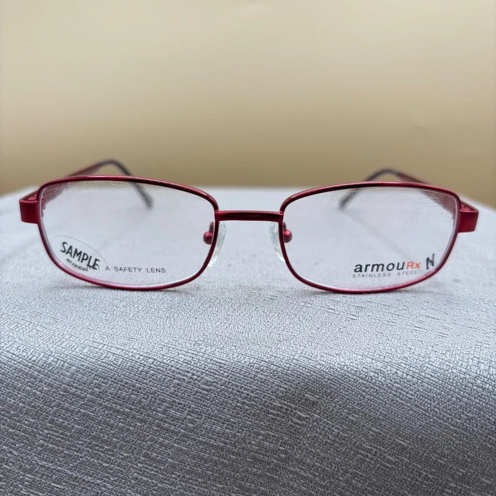 Armourx 7014 BRG Red Stainless Steel Safety Eyeglass Frames Z87-2+ 53-18-135